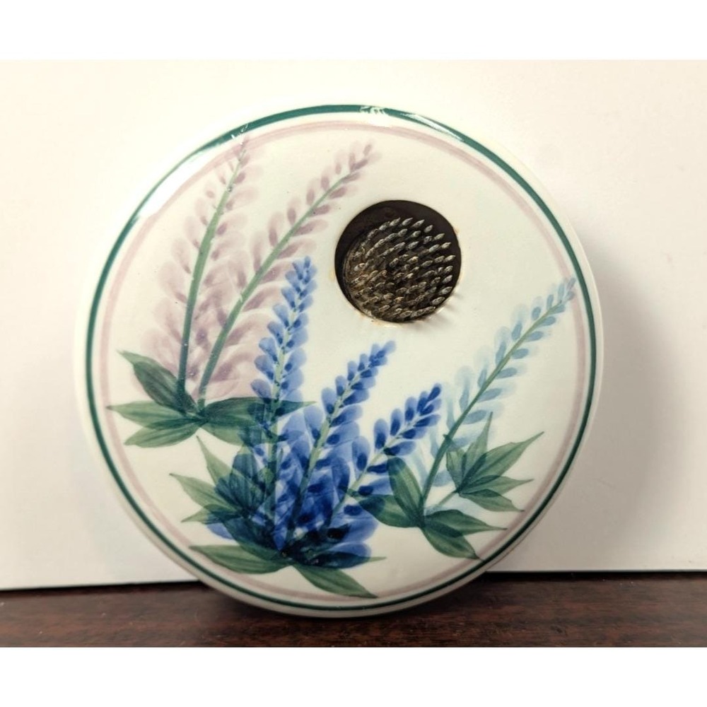 Vintage Ceramic Flower Frog Ikebana Floral Arranger Pin Holder Lavender Floral
